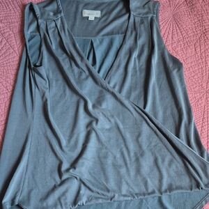 Veronica M Steel Blue Wrap Blouse Made In Usa.☀️☀️☀️
